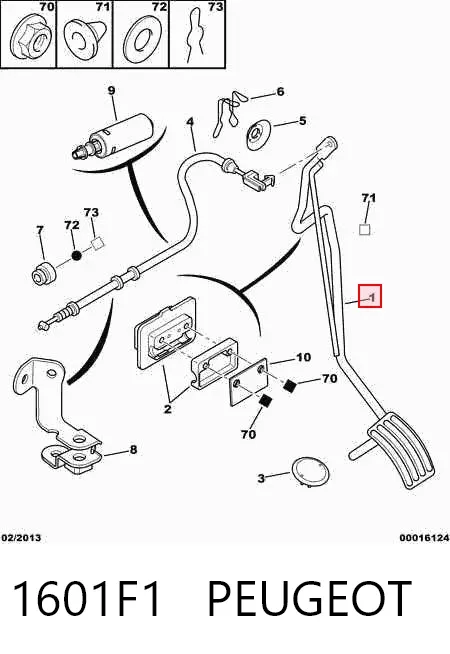 Pedal de gás (de acelerador) 1601F1 Peugeot/Citroen