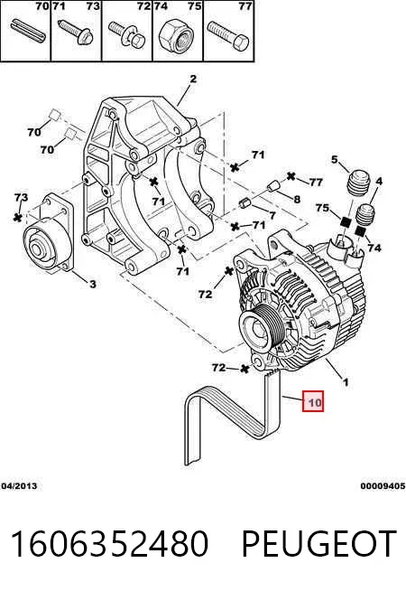 Correia dos conjuntos de transmissão 1606352480 Peugeot/Citroen