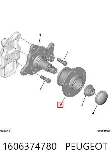 Cubo traseiro 1606374780 Peugeot/Citroen
