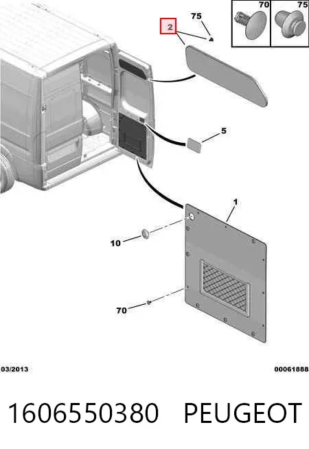 Revestimento (cobrimento) interno da porta traseira direita 1606550380 Peugeot/Citroen