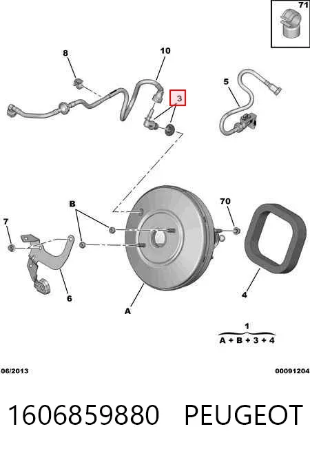 Reforçador dos freios a vácuo 1606859880 Peugeot/Citroen