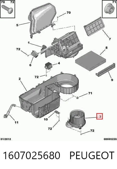 Motor de ventilador de forno (de aquecedor de salão) 1607025680 Peugeot/Citroen