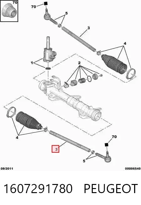 Tração de direção 1607291780 Peugeot/Citroen