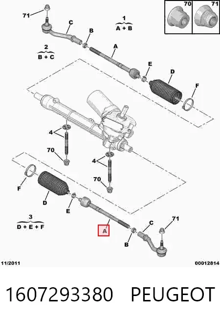 Tração de direção 1607293380 Peugeot/Citroen