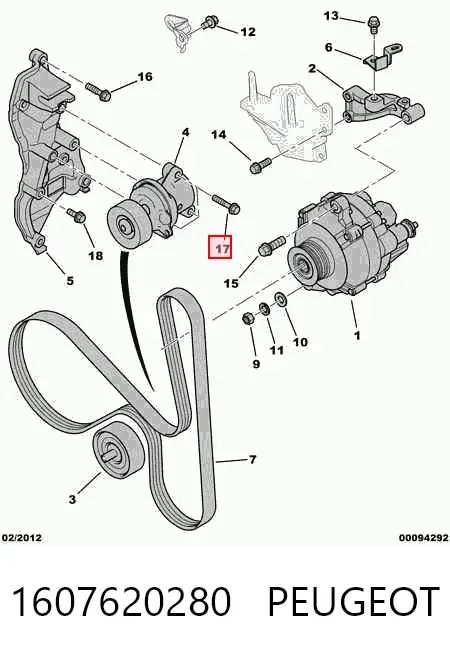 Reguladora de tensão da correia de transmissão 1607620280 Peugeot/Citroen