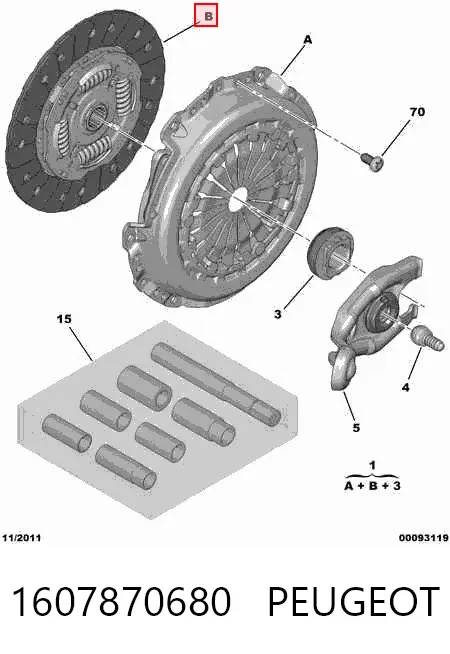 Kit de embraiagem (3 peças) 1607870680 Peugeot/Citroen