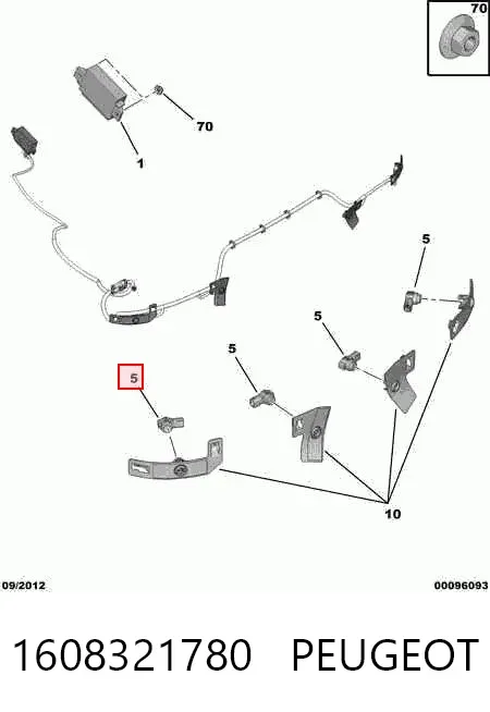 Sensor dianteiro de sinalização de estacionamento (sensor de estacionamento) 1608321780 Peugeot/Citroen