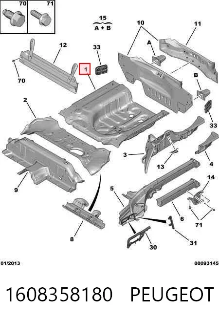 Fundo de porta-malas (nicho da roda de recambio) 1608358180 Peugeot/Citroen