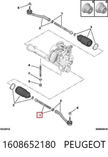 Tração de direção 1608652180 Peugeot/Citroen