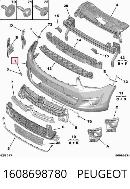 Pára-choque dianteiro 1608698780 Peugeot/Citroen