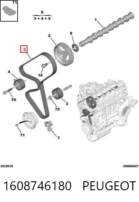 Correia do mecanismo de distribuição de gás 1608746180 Peugeot/Citroen