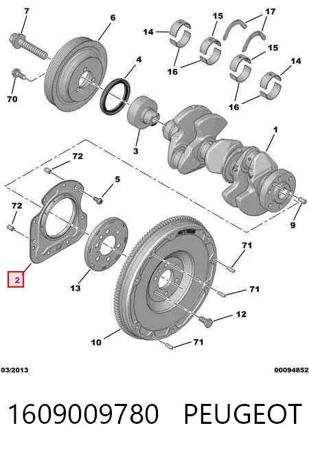 Vedação traseira de cambota de motor 1609009780 Peugeot/Citroen