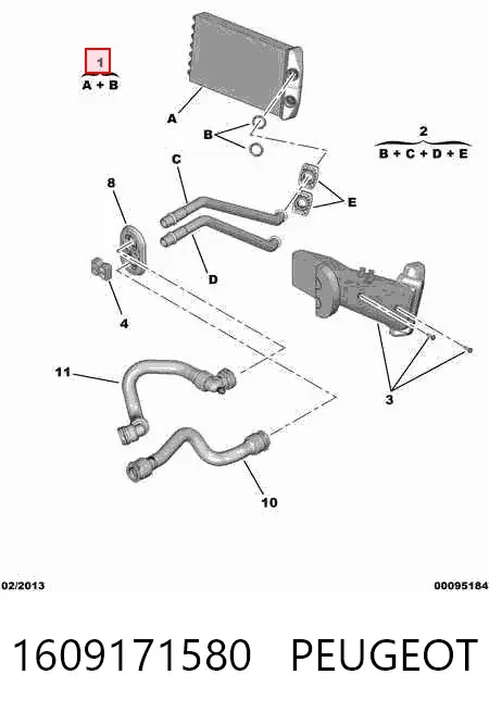 Radiador de forno (de aquecedor) 1609171580 Peugeot/Citroen