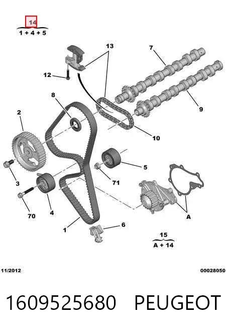 Correia do mecanismo de distribuição de gás, kit 1609525680 Peugeot/Citroen