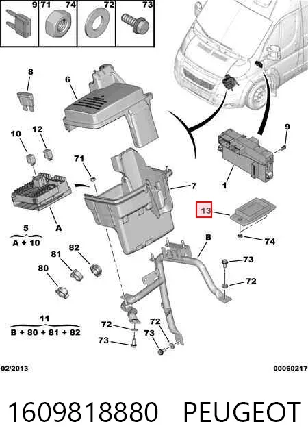 Módulo de direção (Centralina eletrônica) de motor 1609818880 Peugeot/Citroen