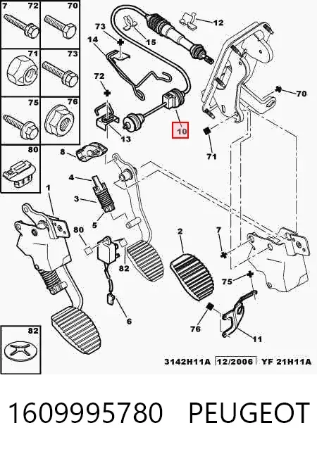 Cabo de embraiagem 1609995780 Peugeot/Citroen