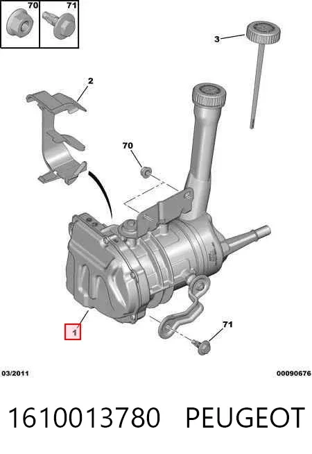 Bomba da Direção hidrâulica assistida 1610013780 Peugeot/Citroen
