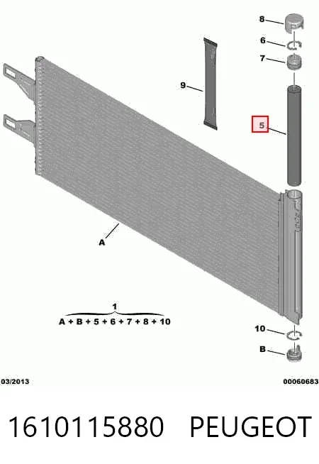 Radiador de aparelho de ar condicionado 1610115880 Peugeot/Citroen