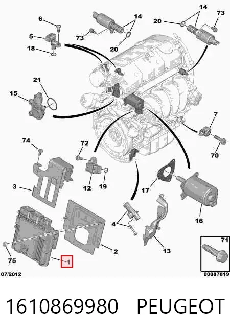 Módulo de direção (Centralina eletrônica) de motor 1610869980 Peugeot/Citroen