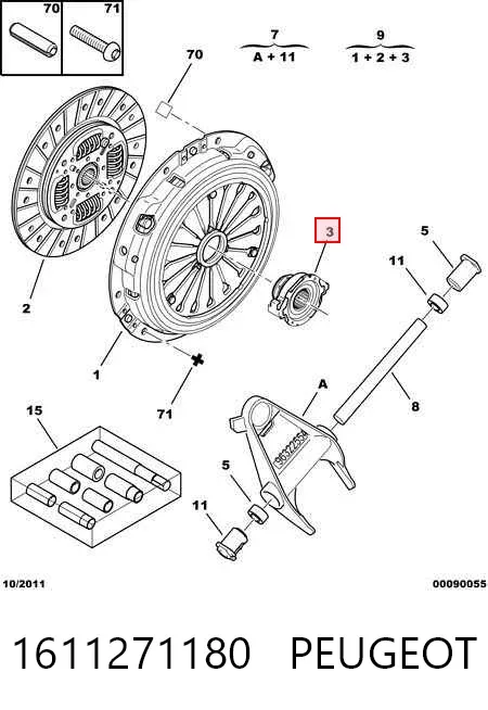 Kit de embraiagem (3 peças) 1611271180 Peugeot/Citroen