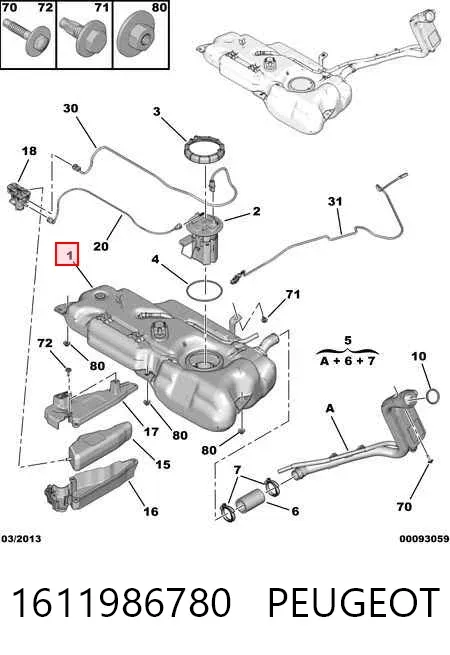 Tanque de combustível 1611986780 Peugeot/Citroen