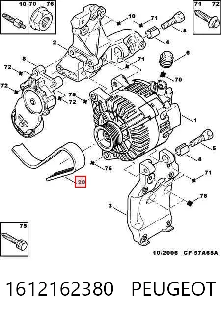 Correia dos conjuntos de transmissão 1612162380 Peugeot/Citroen