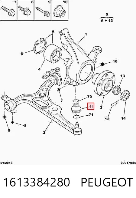 Bota de proteção de suporte esférico inferior 1613384280 Peugeot/Citroen