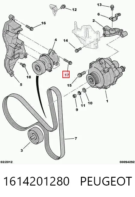Reguladora de tensão da correia de transmissão 1614201280 Peugeot/Citroen