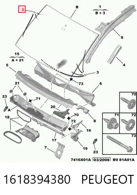 Pára-brisas 1618394380 Peugeot/Citroen