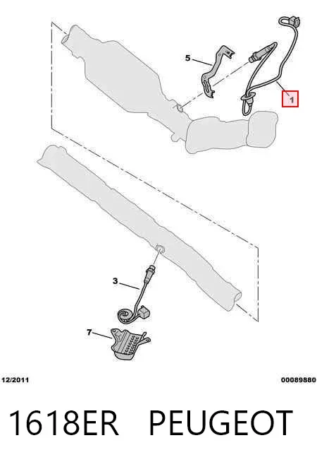 Sonda lambda, sensor de oxigênio até o catalisador 1618ER Peugeot/Citroen