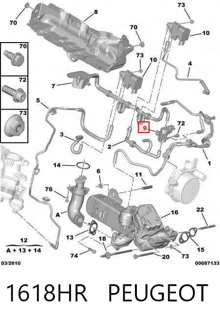 Válvula solenoide de regulação de comporta EGR 1618HR Peugeot/Citroen