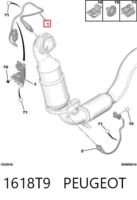 Sonda lambda, sensor de oxigênio até o catalisador 1618T9 Peugeot/Citroen