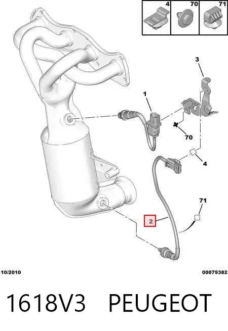 Sonda lambda, sensor de oxigênio depois de catalisador 1618V3 Peugeot/Citroen