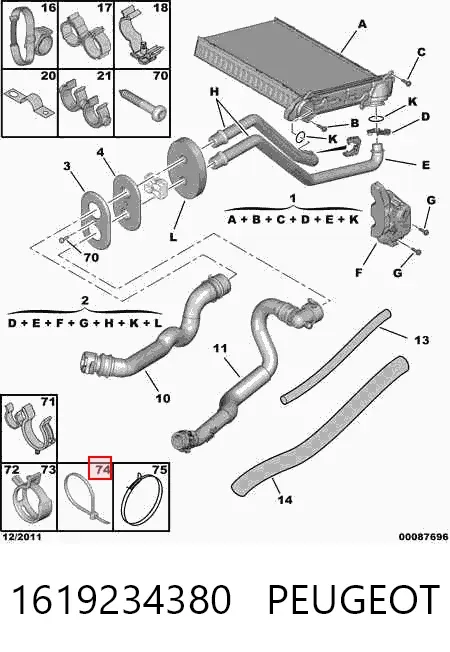 Braçadeira de plástico universal 1619234380 Peugeot/Citroen