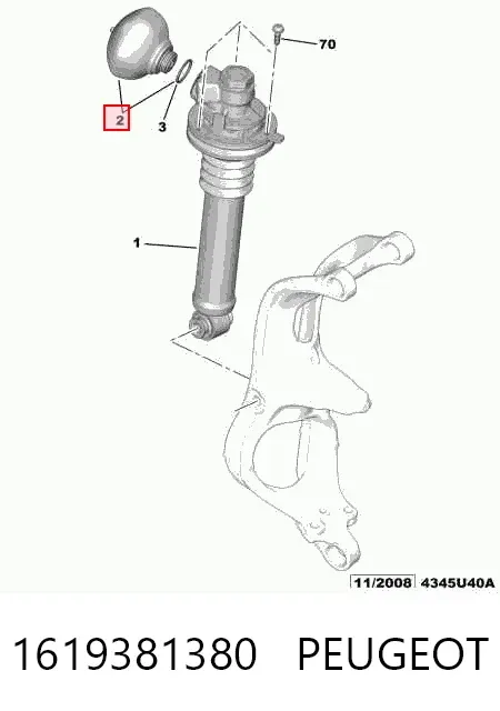 Acumulador hidráulico dianteiro do sistema de amortecimento 1619381380 Peugeot/Citroen