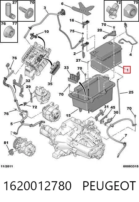Bateria recarregável (PILHA) 1620012780 Peugeot/Citroen
