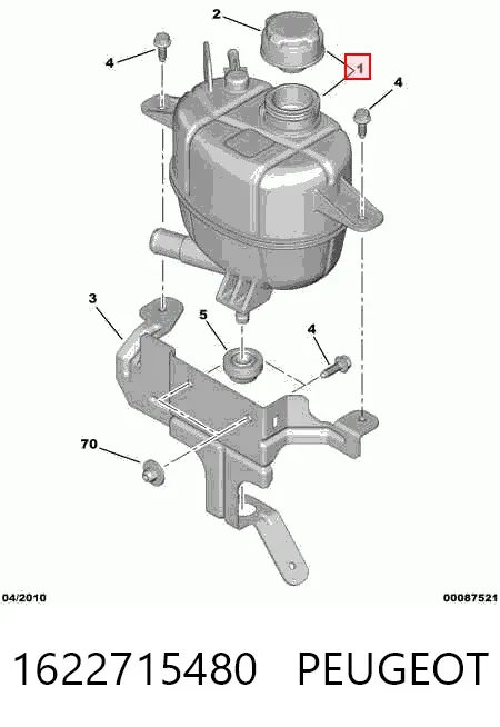 Tanque de expansão do sistema de esfriamento 1622715480 Peugeot/Citroen