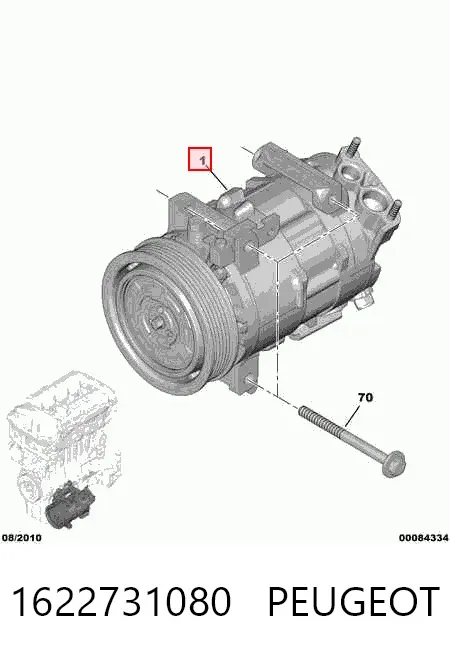Compressor de aparelho de ar condicionado 1622731080 Peugeot/Citroen