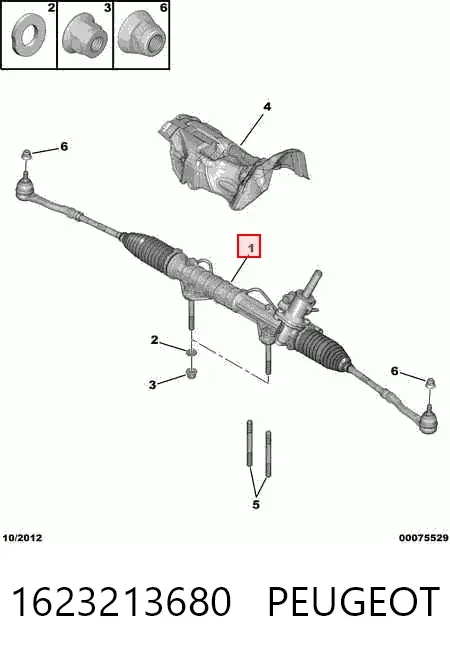 Cremalheira da direção 1623213680 Peugeot/Citroen