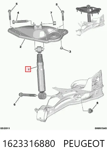 Amortecedor traseiro 1623316880 Peugeot/Citroen