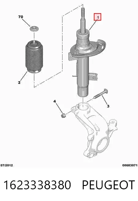 Amortecedor dianteiro esquerdo 1623338380 Peugeot/Citroen