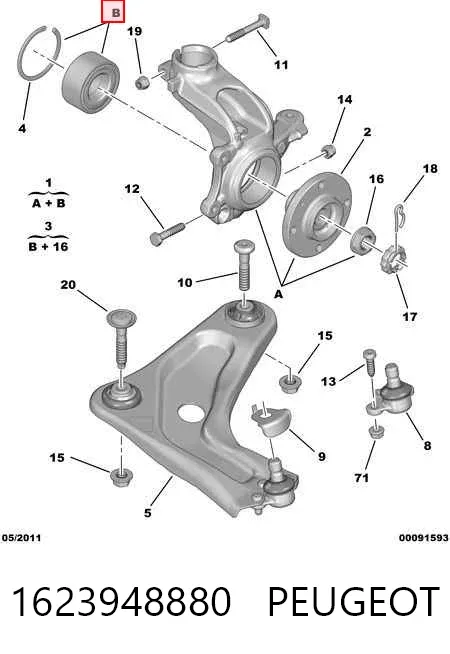 Rolamento de cubo dianteiro 1623948880 Peugeot/Citroen