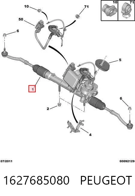 Cremalheira da direção 1627685080 Peugeot/Citroen