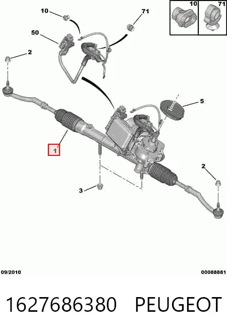 Cremalheira da direção 1627686380 Peugeot/Citroen