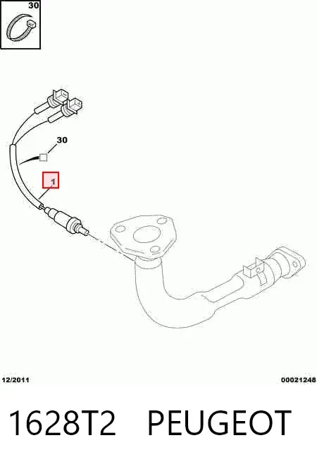 Sonda lambda, sensor de oxigênio até o catalisador 1628T2 Peugeot/Citroen