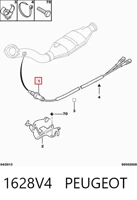 Sonda lambda, sensor de oxigênio até o catalisador 1628V4 Peugeot/Citroen