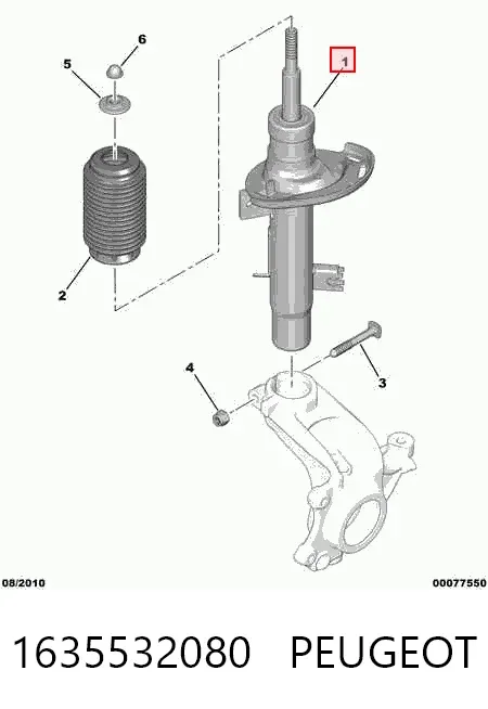 Amortecedor dianteiro esquerdo 1635532080 Peugeot/Citroen