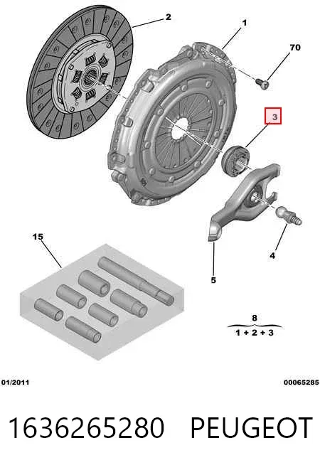 Kit de embraiagem (3 peças) 1636265280 Peugeot/Citroen