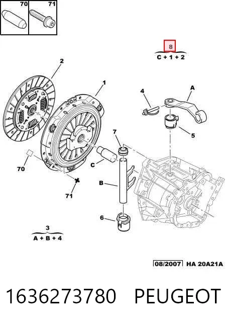Kit de embraiagem (3 peças) 1636273780 Peugeot/Citroen