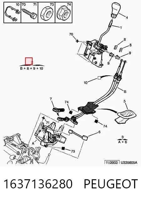 Cabo de mudança duplo 1637136280 Peugeot/Citroen